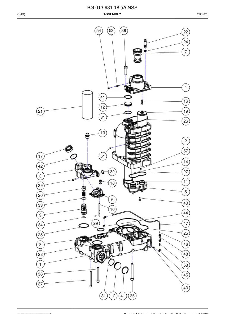 BG01393118a BG 013 931 18a Assembly - Sandvik Technical Drawing