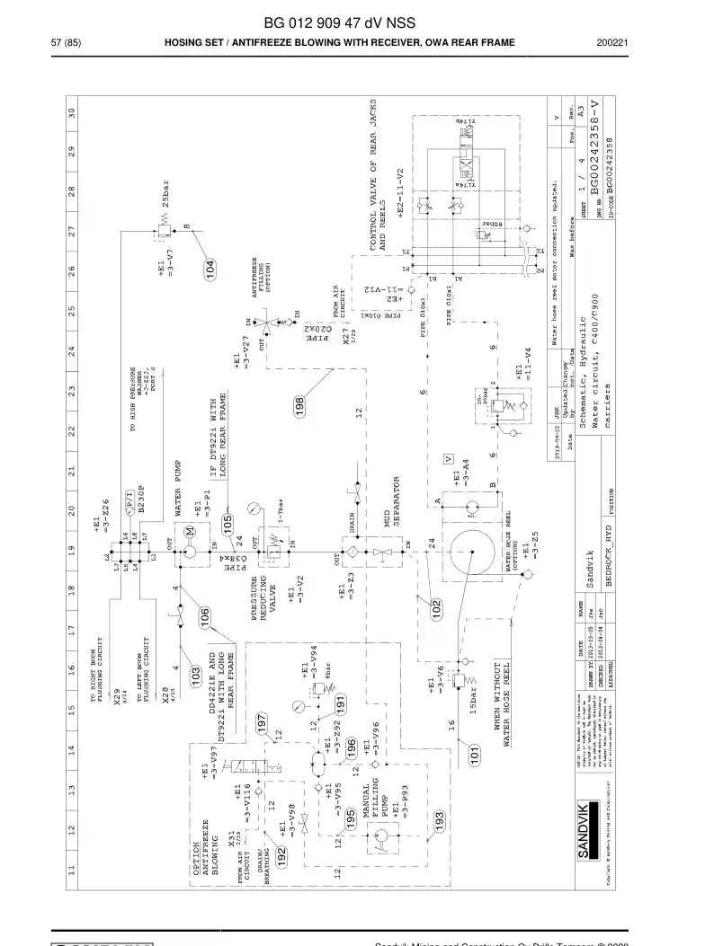 BG01395821a BG 013 958 21a Hose Assembly, Hydraulic - Sandvik Technical Drawing