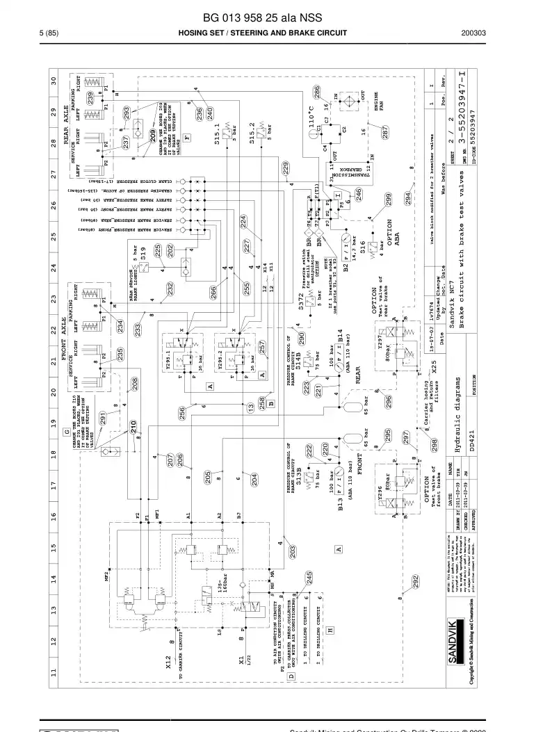 BG01395825a BG 013 958 25a Hosing Set - Sandvik Technical Drawing