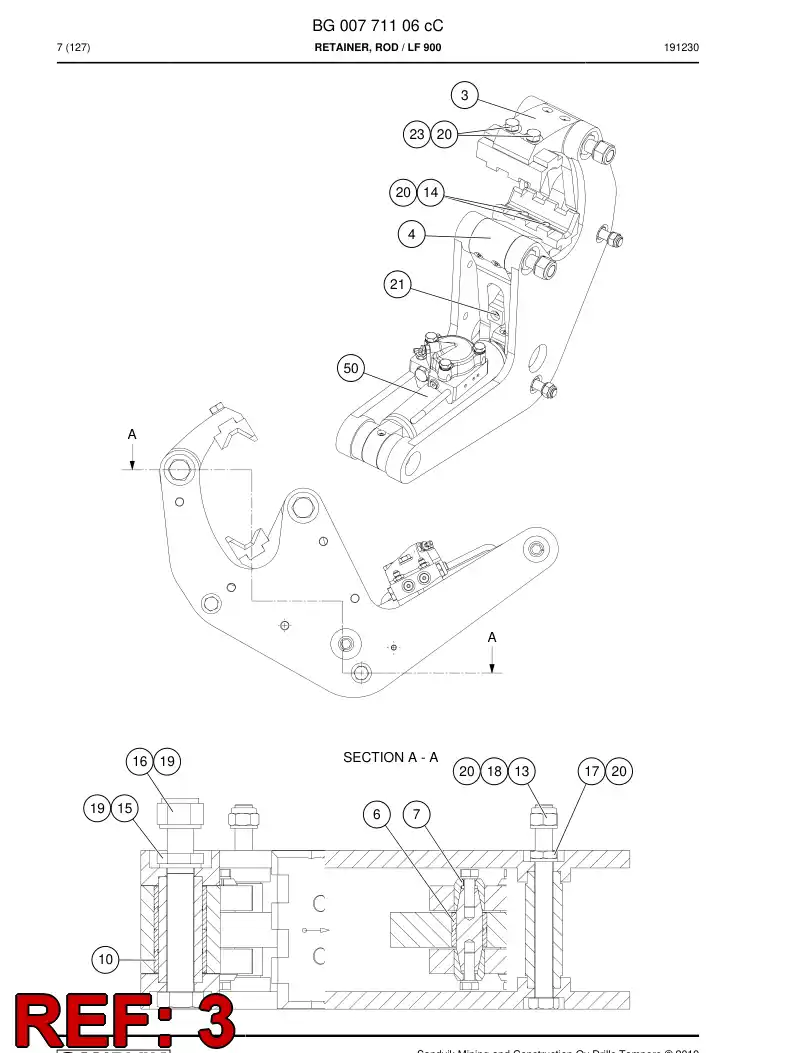BG01397163a BG 013 971 63a Lever - Sandvik Technical Drawing