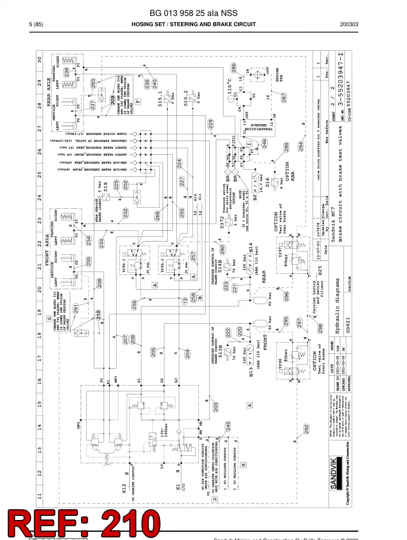 BG01397653a BG 013 976 53a Hose Assembly, Hydraulic - Sandvik Technical Drawing