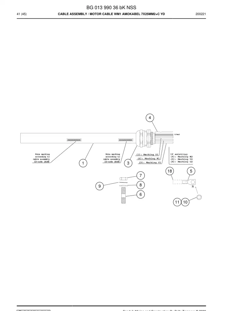 BG01399036b BG 013 990 36b Cable Assembly - Sandvik Technical Drawing