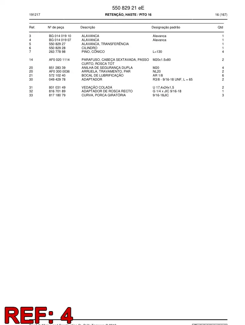 BG01401907a BG 014 019 07a ALAVANCA - Sandvik Technical Drawing