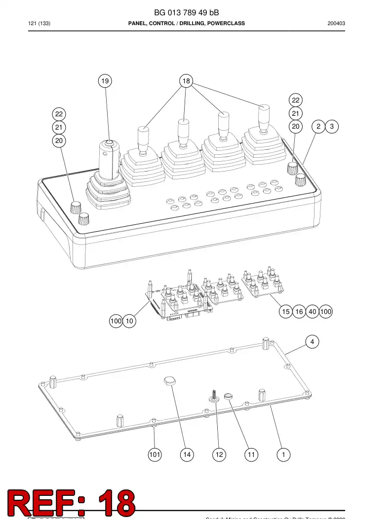 BG01402524a BG 014 025 24a Joystick - Sandvik Technical Drawing