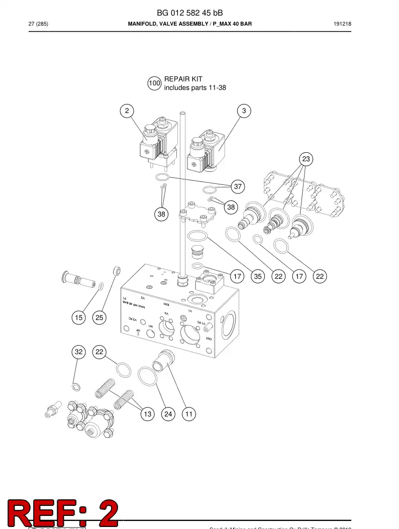 BG01405369a BG 014 053 69a Valve, Pilot Control - Sandvik Technical Drawing