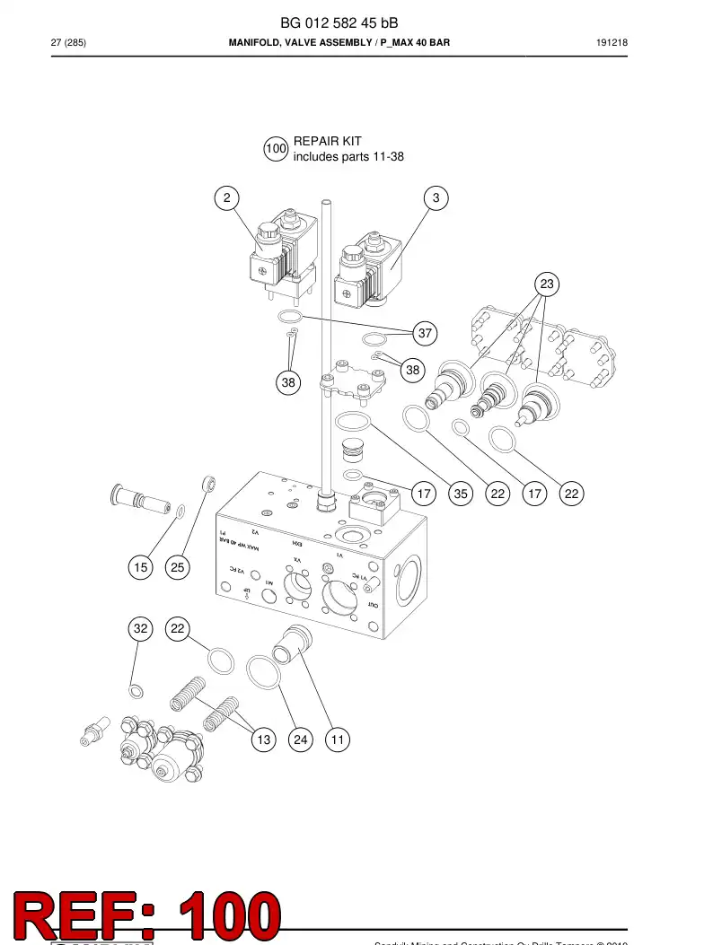 BG01405396a BG 014 053 96a Repair Kit - Sandvik Technical Drawing