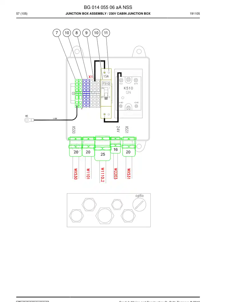 BG01405506a BG 014 055 06a Junction Box Assembly - Sandvik Technical Drawing