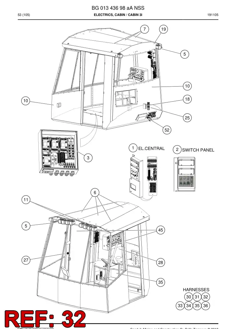 BG01406075a BG 014 060 75a Wiring Harness Assembly - Sandvik Technical Drawing