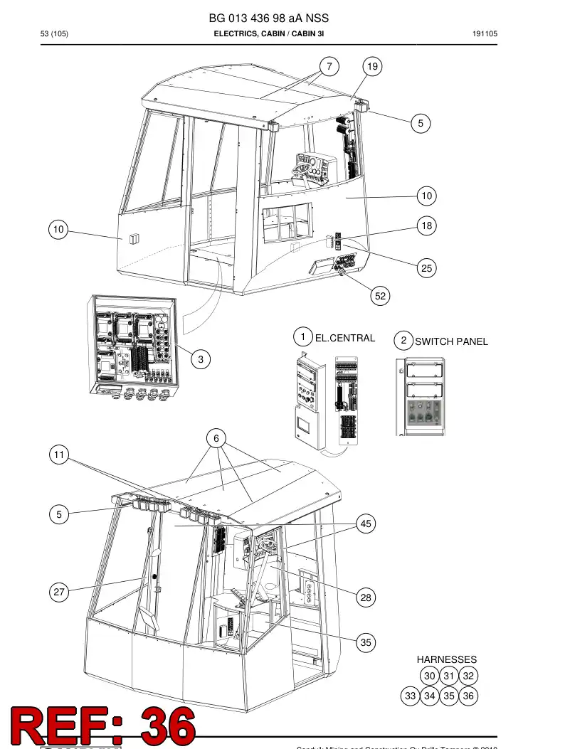 BG01406100a BG 014 061 00a Wiring Harness Assembly - Sandvik Technical Drawing