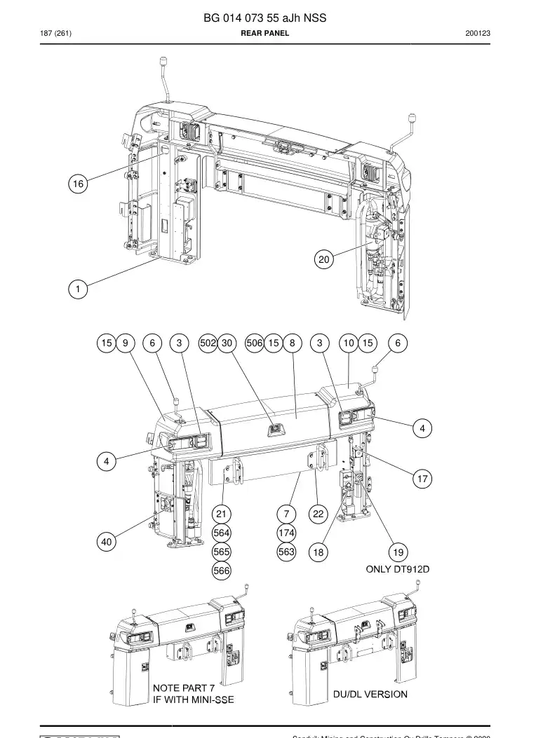BG01407355a BG 014 073 55a REAR PRING - Sandvik Technical Drawing