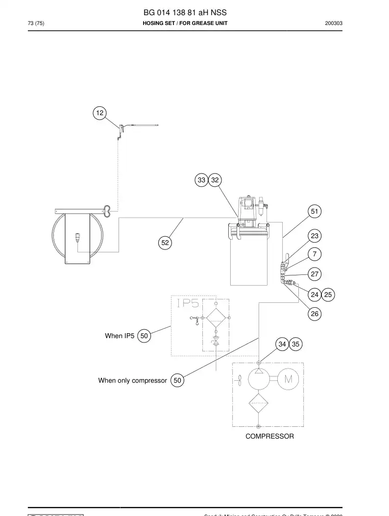 BG01413881a BG 014 138 81a Hosing Set - Sandvik Technical Drawing