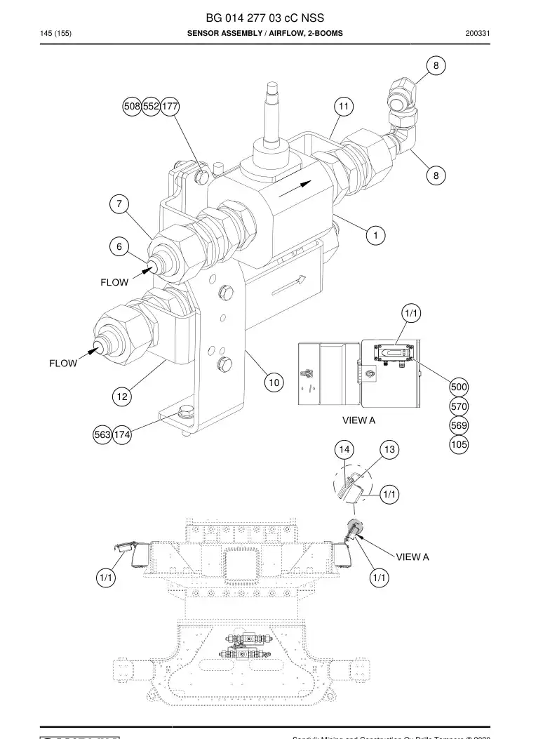 BG01427703c BG 014 277 03c Sensor Assembly - Sandvik Technical Drawing