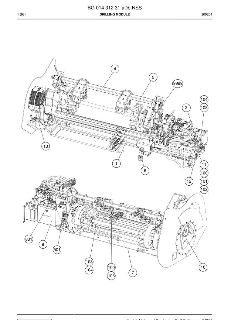 BG01431231a BG 014 312 31a Drilling Module - Sandvik Technical Drawing