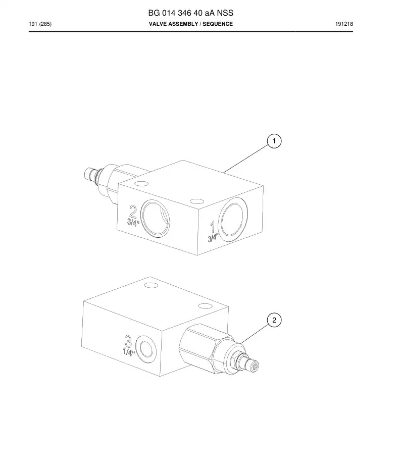 BG01434640a BG 014 346 40a Valve Assembly - Sandvik Technical Drawing