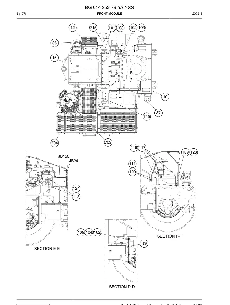 BG01435279a BG 014 352 79a Front module - Sandvik Technical Drawing