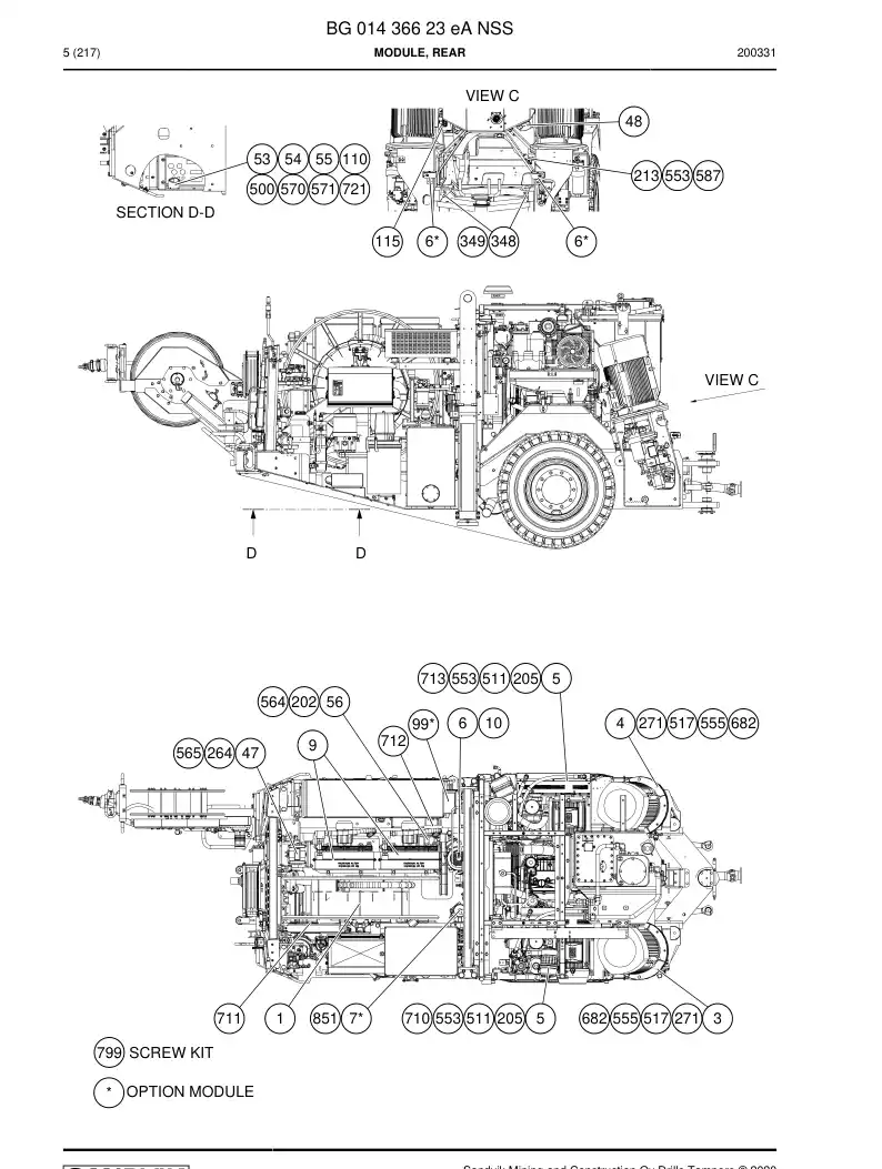 BG01436623e BG 014 366 23e Module, Rear - Sandvik Technical Drawing