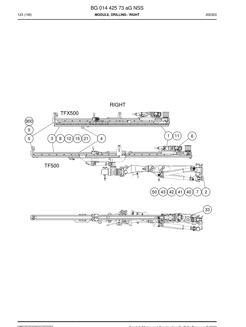 BG01442573a BG 014 425 73a Module, Drilling - Sandvik Technical Drawing