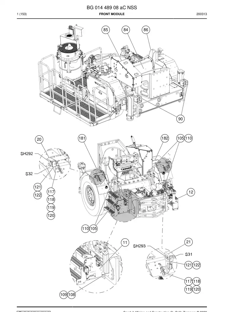 BG01448908a BG 014 489 08a Front module - Sandvik Technical Drawing