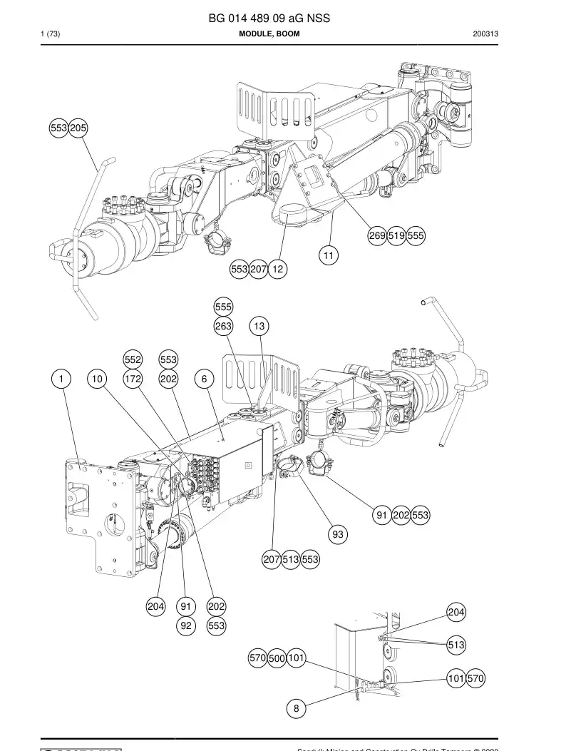 BG01448909a BG 014 489 09a Module, Boom - Sandvik Technical Drawing