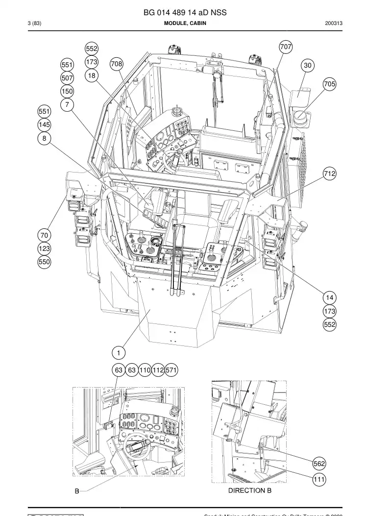 BG01448914a BG 014 489 14a Module, Cabin - Sandvik Technical Drawing