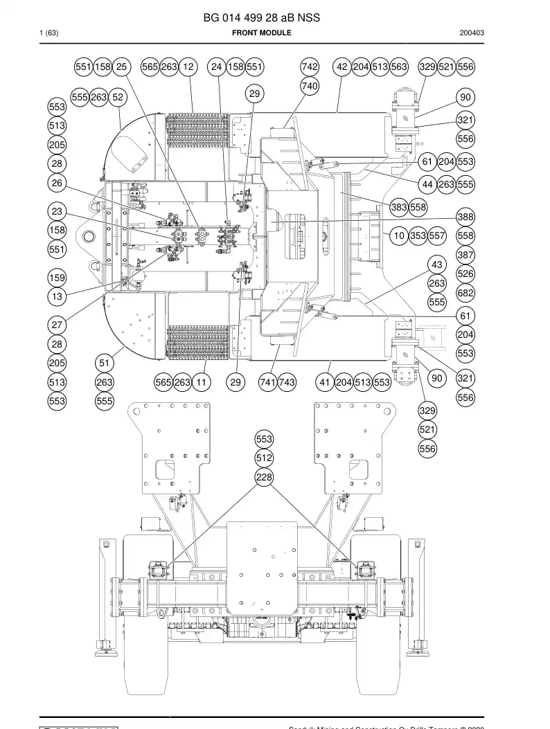 BG01449928a BG 014 499 28a Front module - Sandvik Technical Drawing