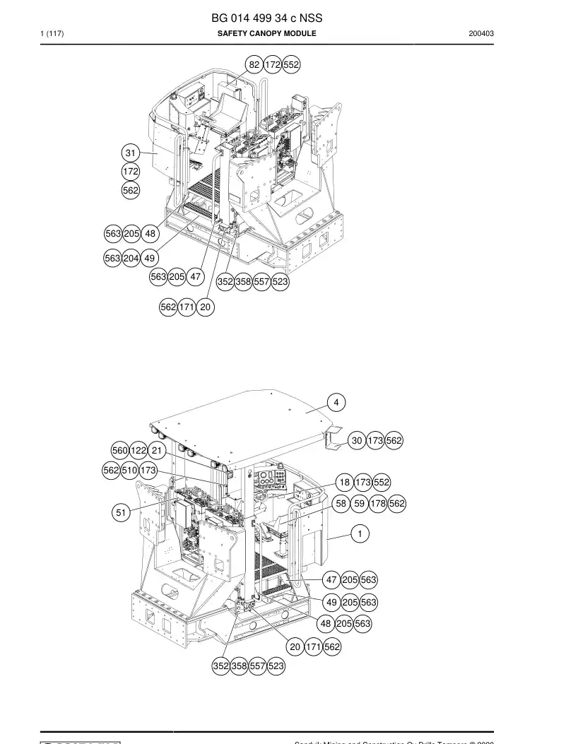 BG01449934c BG 014 499 34c Safety canopy module - Sandvik Technical Drawing